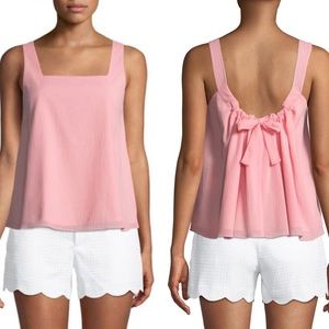 Club Monaco Tie-Back Cotton Chemise Tank Top in Hibiscus